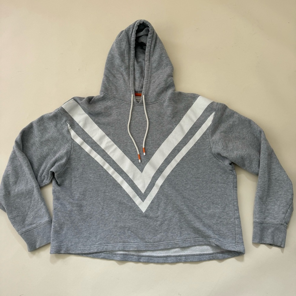 Tory Burch Gray Hoodie with White Chevron Stripes